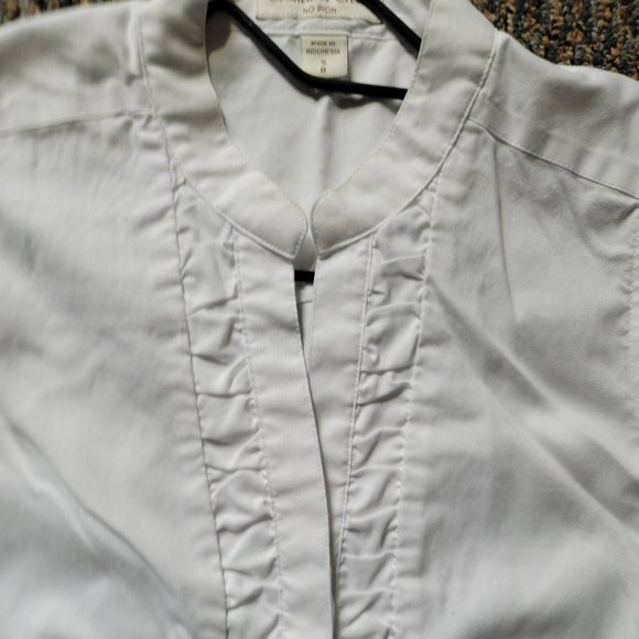 Coldwater Creek White No Iron Pleated Short Sleeve Blouse Size Small - Picture 9 of 9